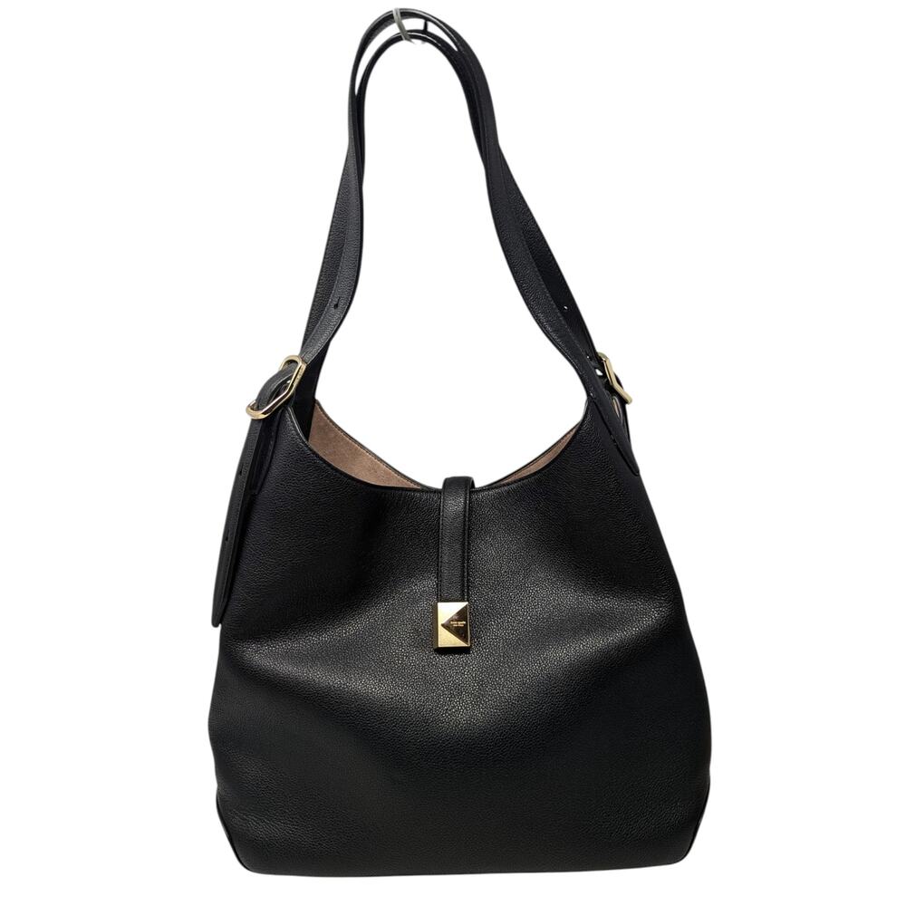 Kate Spade New York Deco Medium Black Pebbled Leather Tote Shoulder Bag